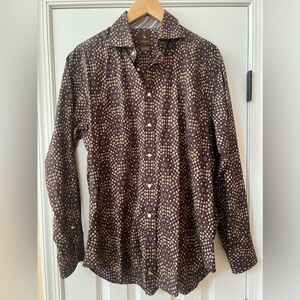 Tailorbyrd Brown button down cotton dress shirt large snazzy